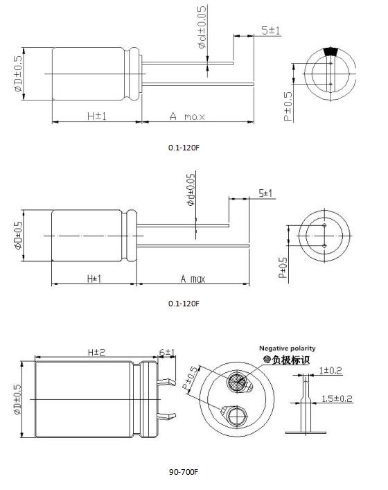 Specification & Drawing of 3V Winding Ultracapacitor Series