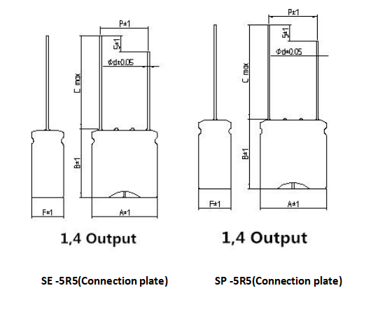 Specification and Drawing of SE & SP 5.5V Combined Supercapacitor